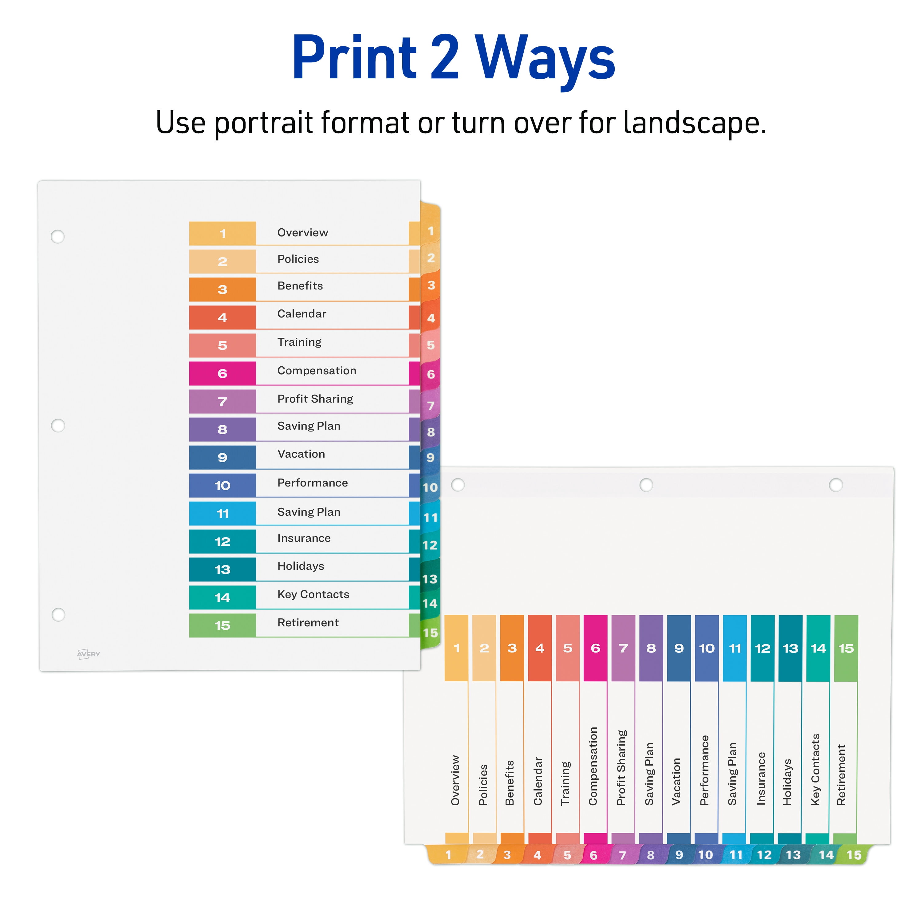 Avery Dividers, 15 Tabs, Ready Index, (3 Sets of 11074)