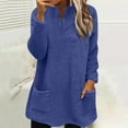 thumbnail image 2 of RQYYD Fluffy Fleece Pullover Tops for Women Fuzzy Sherpa Jumper Sweatshirt Winter Ladies Warm Basic Shirt Tops with Pocket, 2 of 5