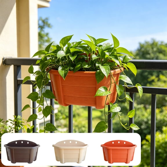1Pcs Wall Mounted Planter with Drainage Hole & Plug, Plastic Flower Pot for Indoor Outdoor Plant, Space-Saving Wall Mount Garden Decor, AKLJWH