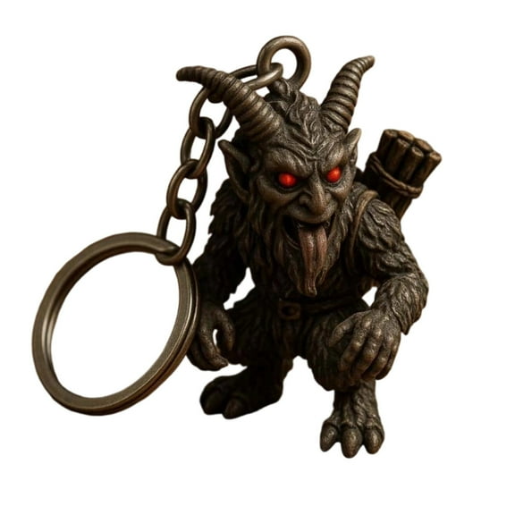 Krampus Keychain Pendant, Resin Figurine With Detailed Carving, Gothic Style Accessory For Keys, Bag Charm And Gift Collection, 2.5X1.5X0.5In 0.1Lb