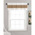 thumbnail image 3 of Faux Linen Valances for Windows Brown White Stripes Minimalist Simple Pattern Curtains Valance Light Filtering Rod Pocket Small Window Treatment for Kitchen Living Room Bedroom 42x18In, 3 of 6