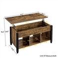 thumbnail image 6 of Alden Design 41" Lift Top Coffee Table with 3 Storage Compartments, Rustic Brown, 6 of 12