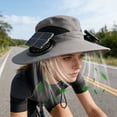 thumbnail image 5 of Solar Powered Fan Hat, Wide Sun Hat 2 USB Solar Charging Fans, Upgraded Outdoor Protection Bucket Hat for Fishing Hiking Gardening Beach, 5 of 6
