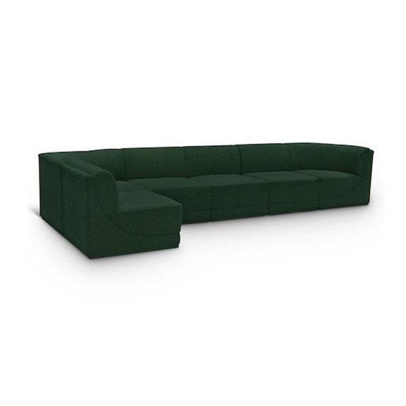Meridian Furniture Ollie Green Boucle Fabric Modular Sectional