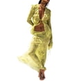 thumbnail image 2 of LMLYSoH Women’s Two Piece Summer Outfits, Tie-up Front Sheer Mesh Tops and Long Skirt Set, 2 of 9