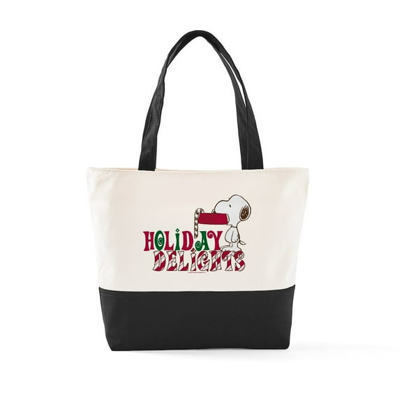 CafePress - Snoopy Holiday Delights - Two Tone, 100% Cotton, Zipper Tote Bag