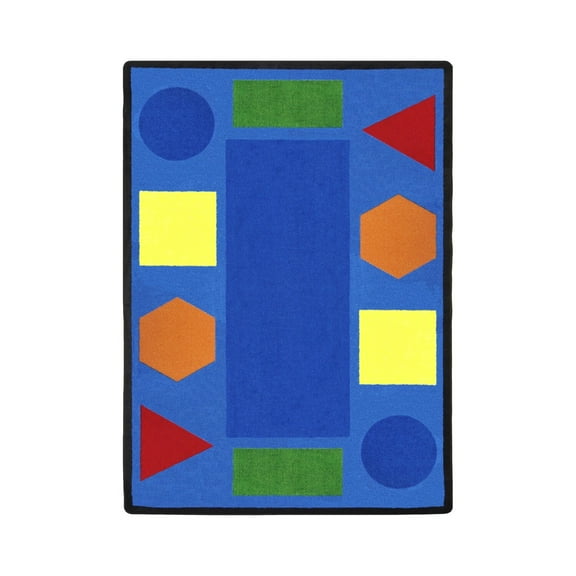 Joy Carpets Kid Essentials Early Childhood Sitting Shapes Rectangle 5'4" x 7'8" Multicolor