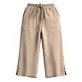thumbnail image 6 of AINIYS High Waisted Linen Blend Tailored Capris Pants for Women Office Commute Daily Khaki M, 6 of 7