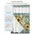 thumbnail image 2 of No Hook Cloth Fabric Shower Curtain with Snap in Liner, Spring Yellow Sunflower Waterproof Shower Curtains Set with See Through Top Window, Roes Butterfly Teal Pastoral Bath Curtains Shower 36"x72", 2 of 6
