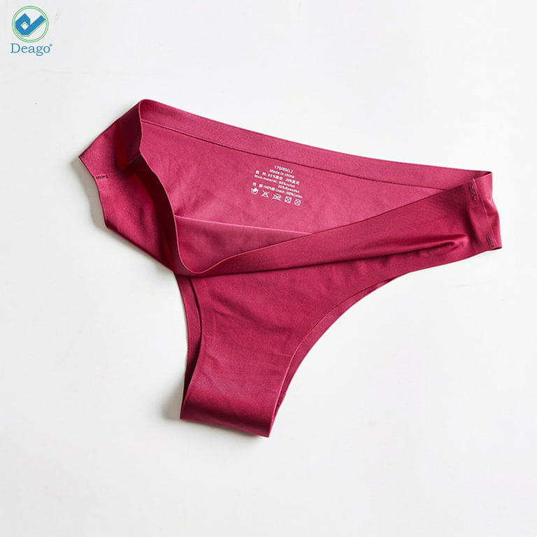 Deago Women Ice Silk G-string Briefs Panties Low Waist Seamless Sexy Thongs  Underwear Lingerie (Coffee, L)