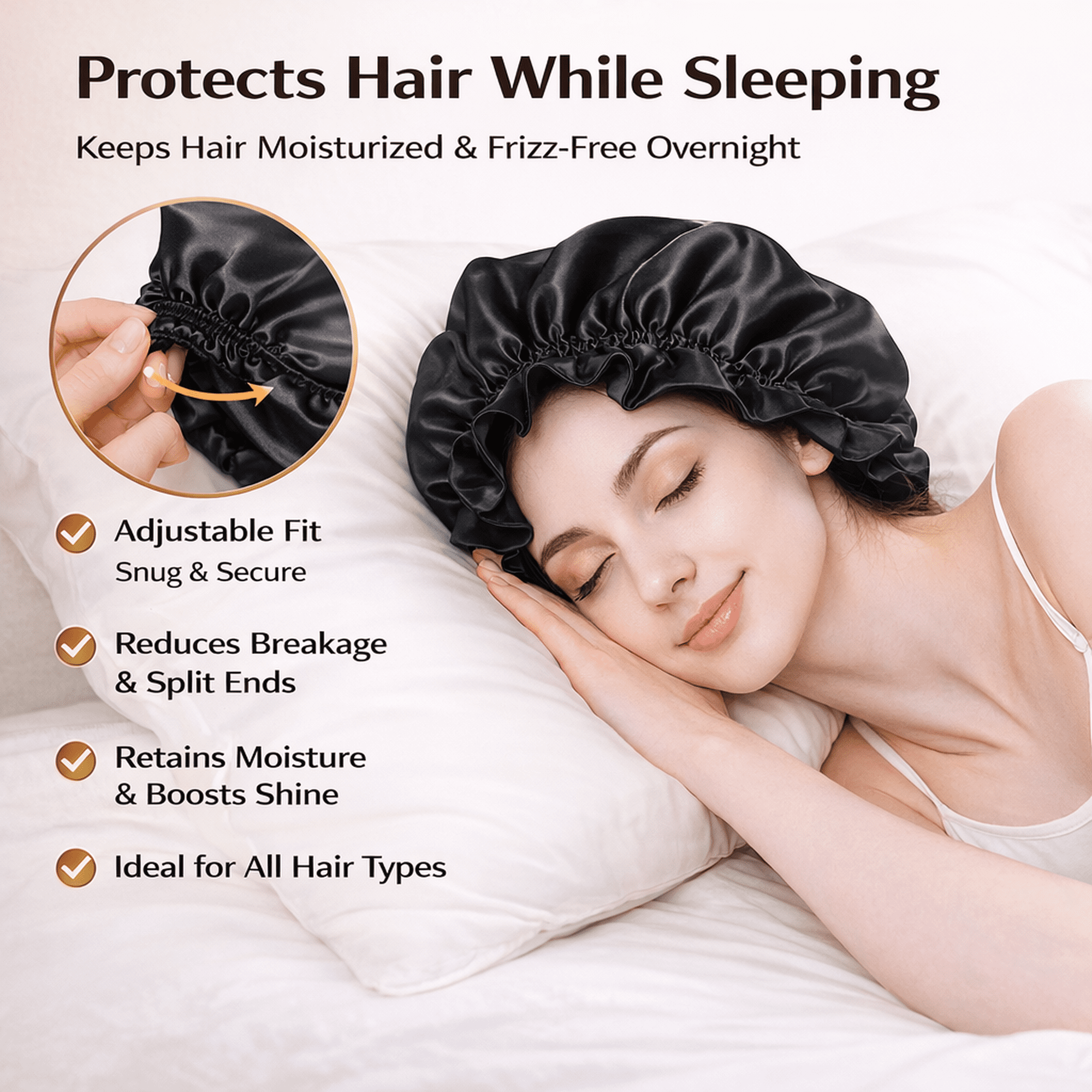 100% Mulberry Silk Reversible Sleep Bonnet – 22 Momme, Double-Sided Silk Hair Wrap & Night Cap for Women