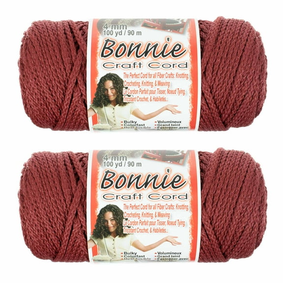 2 Pack Bonnie Macrame Cord - 4mm - 100 yd Lengths - Various Colors