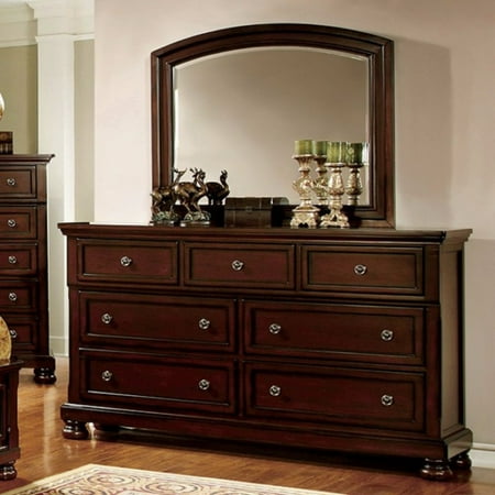 Striking Wooden Dresser In Transitional Style Dark Cherry Brown