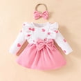 thumbnail image 2 of Odeerbi 6M-3Y Niñas Día de San Valentín Con Diadema Conjunto de Manga Larga Vestido de Algodón Cuello Redondo Vestido de Lazo Dos Piezas Set, 2 of 7