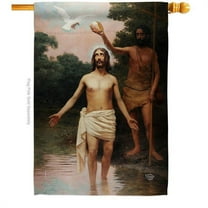 Ornament Collection H192381-BO 28 x 40 in. Bautismo De Jesss House Flag with Religious Faith Double-Sided Decorative Vertical Decoration Banner Garden Yard Gift