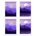 thumbnail image 1 of Bewildely 4 piezas de decoración de arte de pared hermosa pintura de paisaje sin marco púrpura colgante para diseño de escena de sala de estar interior Decoración del hogar Bewildely HA011832-00, 1 of 6