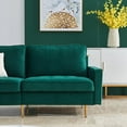 thumbnail image 4 of Rhomtree Modern Upholstered Velvet Sofa with 2 Throw Pillows, Emerald, 4 of 8