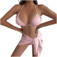 thumbnail image 2 of Bixock Swimsuit for Women,Bikinis Sets for Women,Women's Swimsuit Solid Color Bikini 2 Piece with Backless Drawstring Ties 3 Piece Set Swimwear, 2 of 4