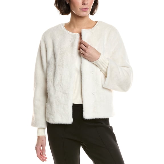 T Tahari womens  Vegan-Fur Jacket, XL, White