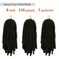 thumbnail image 1 of 3 Packs Pre-twisted Spring Twist Hair 8 inch Fluffy Pre-Twisted Passion Twists Short Mini Curly Twist For Bomb Spring Twists Crochet Braids Hair, 1 of 7