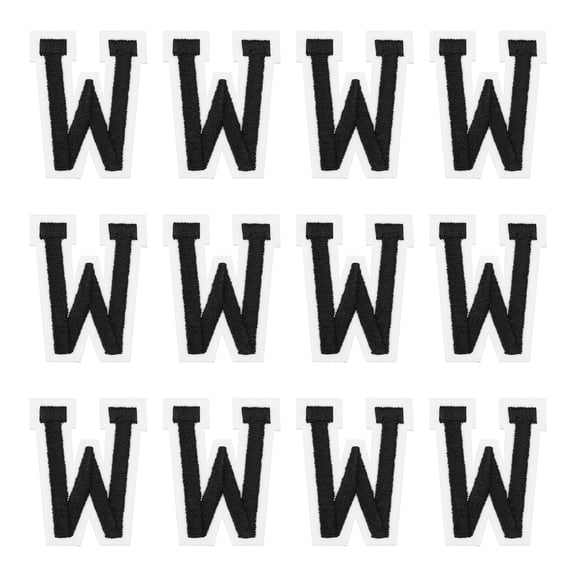 Uxcell Iron on Letter Patches, Letter W, 1.4" Sew-on Embroidered Alphabet Patch A-Z with Ironed Adhesive for DIY Clothes Decorating Repair Shirts Jeans Jackets (Black, 12pcs)