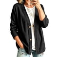 thumbnail image 2 of Dwellite Cotton Linen Cardigan for Women Lightweight V Neck Classic Button Front Breathable Stretch Relaxed Fit Casual Black L, 2 of 6