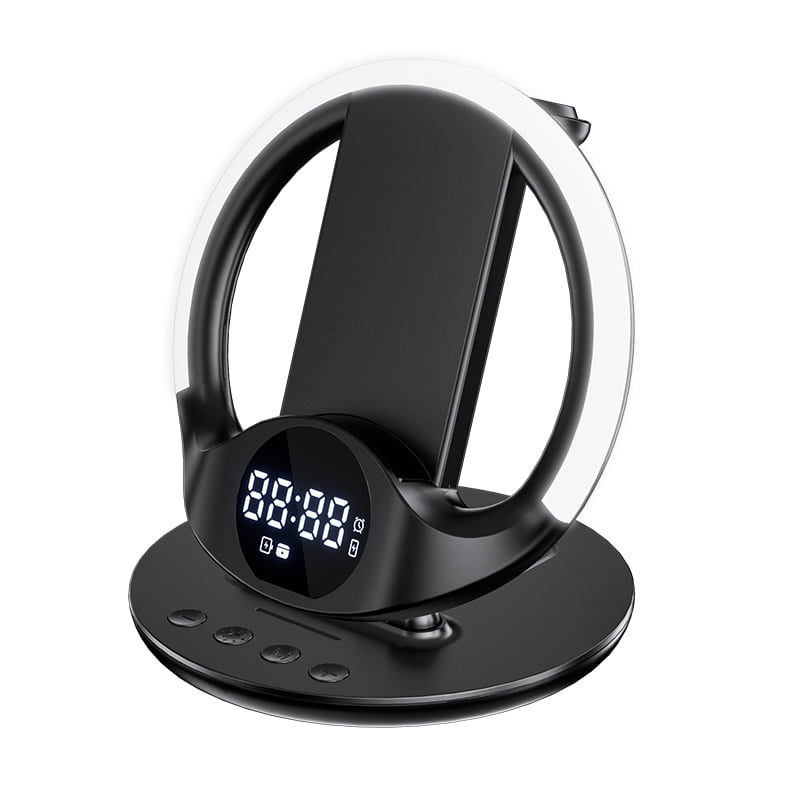7-in-1 LED Wireless Charging Station, Charger Stand for Apple Samsung Devices, for iPhone 17 16 15 Or Samsung Watch Airpods, Wireless Charger iPhone Samsung Charging Station with Alarm Clock