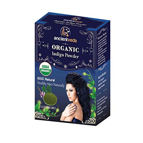 Ancient Veda 100% USDA Organic Natural Permanent Hair Color Indigo Powder  Black Hair Coloring Dye 