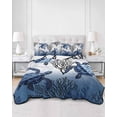 thumbnail image 2 of Twin XL Quilt Bedding Set, Coastal Sea Turtles Reversible Summer Quilt 3 Pieces, Summer Coral Ocean Beach Gradient Blue Lightweight Bedspreads Coverlets with 2 Pillow Shams for All Seasons, 2 of 5