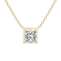 Diamond Pendant Necklace| 6 Ct IGI Certified Princess Shape Lab Grown Diamond | Globe Slider Bezel Solitaire Lab Diamond Pendant Necklace In 14K Yellow Gold | FG-VS1-VS2 Quality Friendly Diamonds