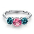 thumbnail image 3 of Gem Stone King 925 Sterling Silver Pink Mystic Topaz and London Blue Topaz Engagement Ring for Women | 2.90 Cttw | Round 6MM | Gemstone November Birthstone | Size 5, 3 of 6