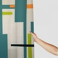 thumbnail image 3 of YANMS Abstract Teal Blue Green Grey Geometric Durable and Washable Shower Curtain in Multiple Sizes White, 3 of 6