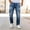 Blue, variant on Men's Regular Fit Straight Leg Ripped Jeans - High Stretch Cotton Fashion Comfort Flex Waist Denim Pants Blue