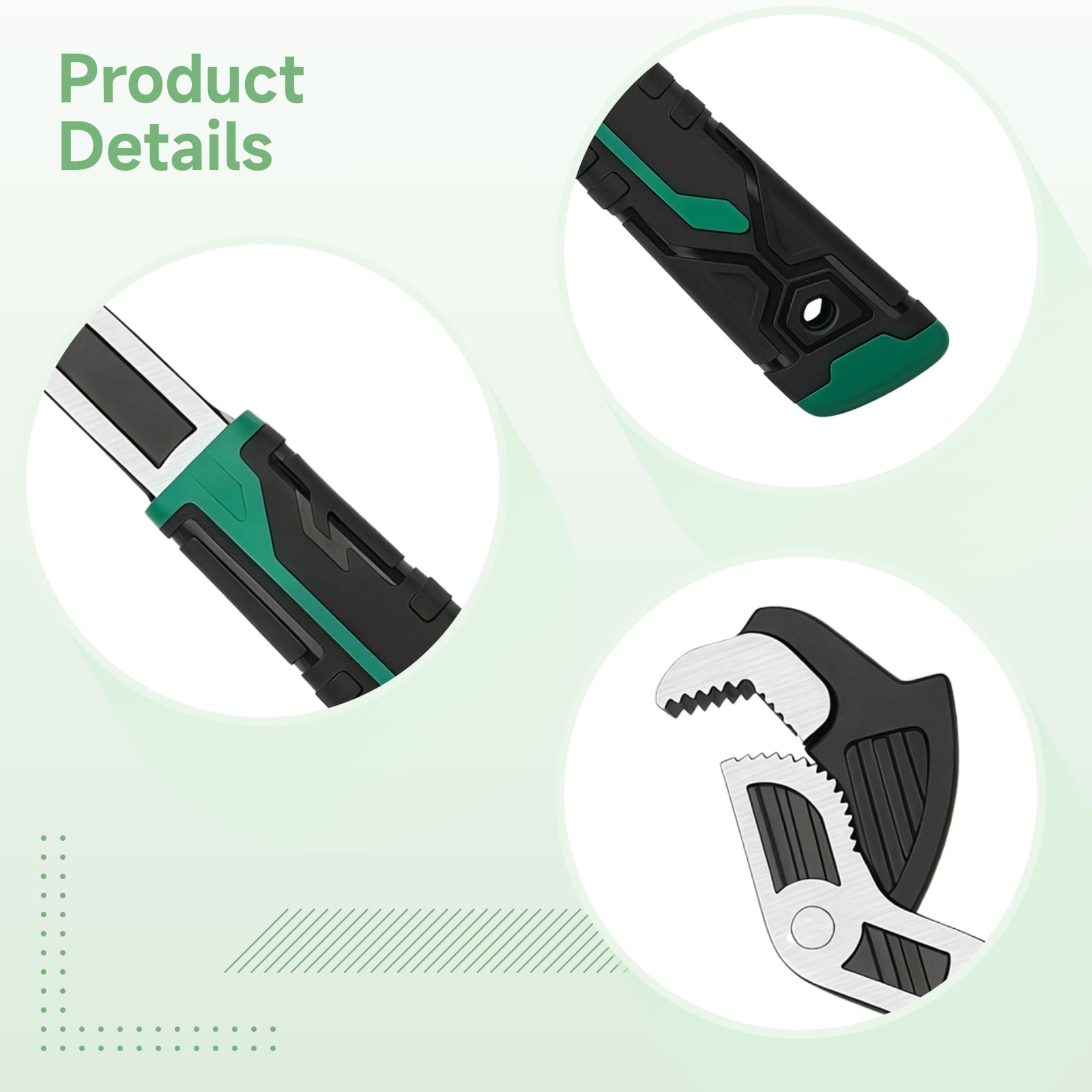 2 Pcs Self-Adjusting Pipe Wrench Set, Multifunctional Wrench, 6" & 10" Quick-Adjust Pipe Vise for Plumbing Professionals