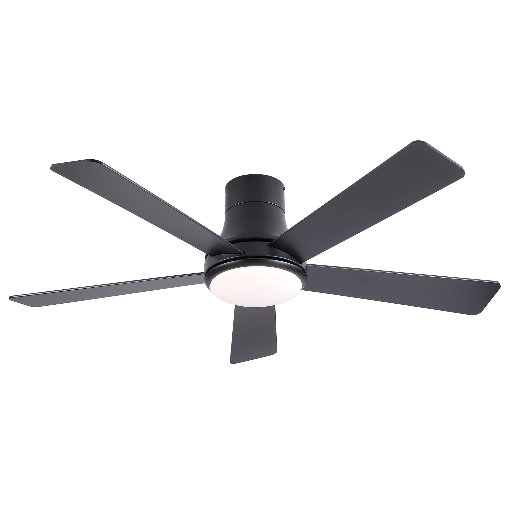 Leumius 52" Farmhouse Matte Black Integrated LED Smart Ceiling Fan with DC Remote Control for Bedroom Living Room