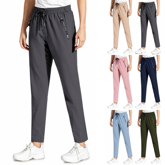 Stretch Active Pants for Women Quick Dry Breathable Athletic Comfy Fit Hiking Pant with Zipper Pockets Gray S
