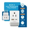 thumbnail image 2 of Ceptics Switzerland Plug Adapter, Travel with QC 3.0 & PD, Safe Dual USB & USB-C - 2 USA Socket Compact & Powerful - Quick Charge 3.0 & Power Delivery - Type J AP-11A - Fast Charging, 2 of 13