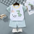 thumbnail image 2 of TOWED22 Toddler Boy Casual Outfits Dinosaur Print Short Sleeve T-Shirt Tee and Pocket Shorts 2 Piece Summer Clothes Set(White,7-8 Y), 2 of 4