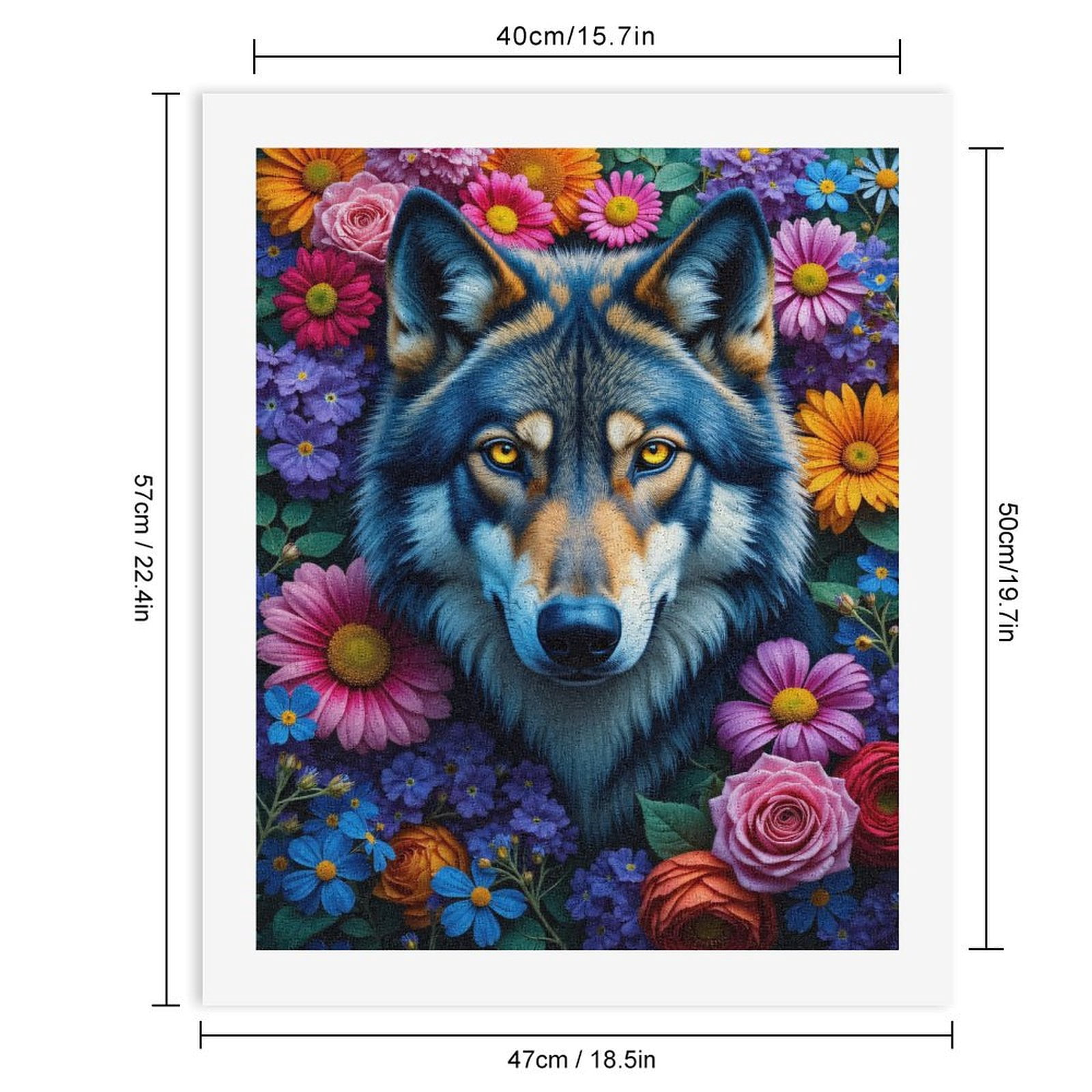 Paint By Numbers Kit for Adults Beginner - DIY Wolf Floral Vibrant Colorful Art Canvas Painting Kits for Adults, Frameless Paint By Number for Adults for Home Wall Decor 16x20 Inch
