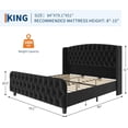thumbnail image 2 of Eastvita 51-Inch Tall King-Size Velvet Upholstered Platform Bed Frame Button-Tufted Wingback Headboard/Footboard/No Box Spring Required/Black, 2 of 6
