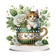 thumbnail image 1 of Gato en taza 5D DIY Diamond Art Decoraciones de mesa Linda decoración de mesa de dormitorio, 1 of 9