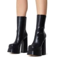 thumbnail image 3 of YDN Women Round Toe Mid Calf Boots Platform High Chunky Block Heels Side Zipper Booties Daily Dress Shoes Size Size 5.5 Black, 3 of 4