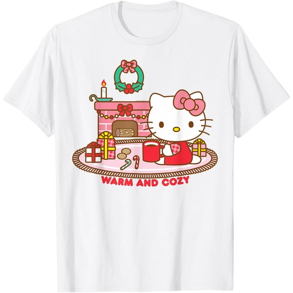 Hello Kitty Warm And Cozy Christmas Holiday DTG Print Unisex T-Shirt
