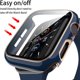 thumbnail image 5 of 2 Pack Cases Compatible with Apple Watch Case 40mm SE/Series 6/5/4 Built in Tempered Glass Screen Protector Ultra-Thin Bumper Full Coverage iWatch Protective Cover for Women Men (Black/Blue), 5 of 5