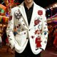 thumbnail image 4 of Abrigo Largo de los Hombres Corduroy Impresión Ceremonial Botón Bolsillo Partido Blazer, Poliéster Suave Manga Larga Chaqueta de Vestido Casual, 4 of 4
