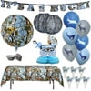 It’s a Buck! Camo Baby Boy Deluxe Decorations! Super Kit includes; 6 Latex Balloons, 2 Paper Lanterns, Mylar Balloon, Tablecover, Centerpiece, Cupcake Foils, Cupcake Picks and Banner! (72 items!)
