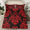 thumbnail image 2 of jejeloiu Rustic Dragonfly Twin Sheet Set (3-Piece) Bohemian Floral Red Damask Ultra Soft Decor For Adults, 2 of 7