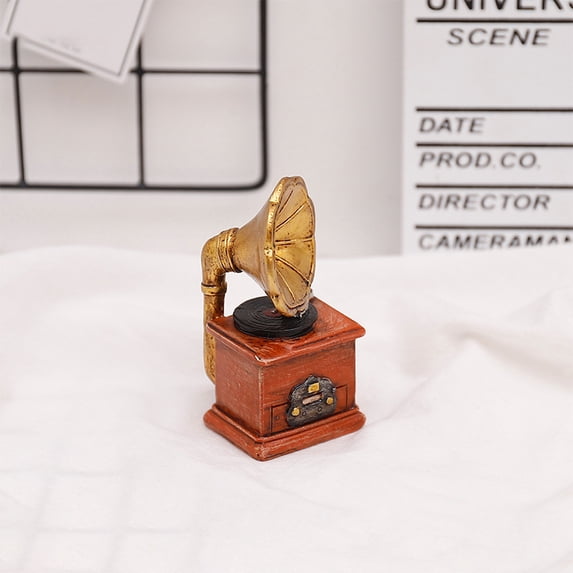 CSCHome Exquisite Mini Resin Material Phonograph Desktop Ornaments Office Home Room Decoration