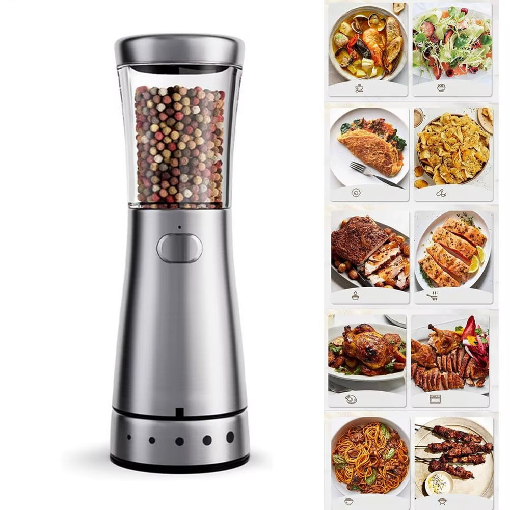 Portable Electric Pepper Mill Rechargeable Automatic Peppercorns Mill Electric Salt Pepper Mill with 5 Adjustable Gears,1 * Pepper Grinder Rechargeable 1 * usb cable