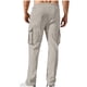 thumbnail image 4 of Pantalones largos para hombre, lisos, a la moda, informales, con múltiples bolsillos, cintura elástica, pantalones largos, pantalones de algodón para hombre, 4 of 7